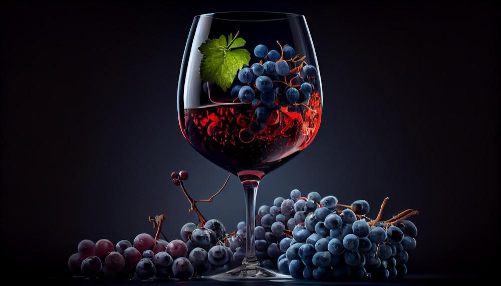 Image illustrating high quality Albanian wine made from endemic red grape varieties.